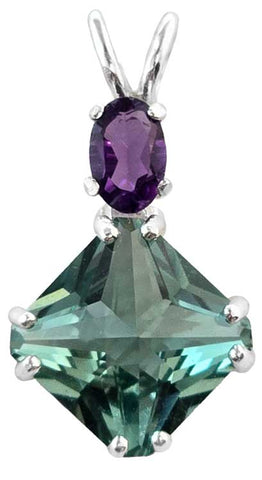 Siberian Green Quartz Mini Magician Stone™ with Oval Cut Amethyst