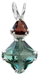 Siberian Green Quartz Mini Magician Stone™ with Trillion Cut Garnet