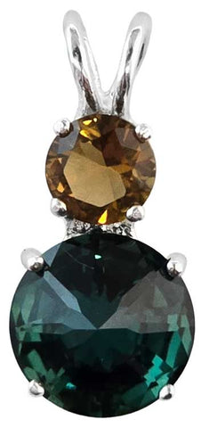 Siberian Green Quartz Mini Radiant Heart™ with Round Cut Citrine