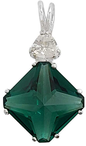 Siberian Green Quartz Small Magician Stone™ with Trillion Cut White Topaz