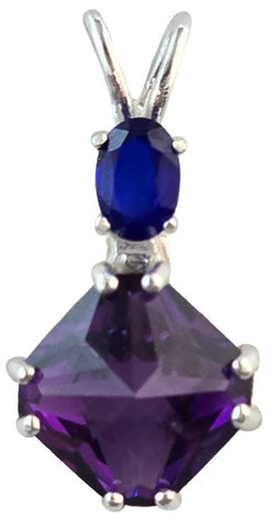 Siberian Purple Quartz Mini Magician Stone™ with Oval Cut Blue Spinel