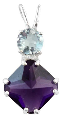 Siberian Purple Quartz Mini Magician Stone™ with Round Cut Blue Topaz