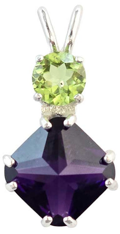 Siberian Purple Quartz Mini Magician Stone™ with Round Cut Peridot