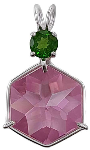 Pink Garnet Small Flower of Life™ with Round Cut Chrome Diopside