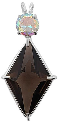 Smokey Quartz Ascension Star™ with Round Cut Mystic Topaz