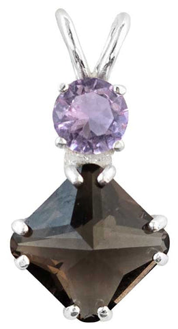 Smokey Quartz Mini Magician Stone™ with Round Cut Ruby Lavender Quartz