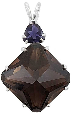 Smokey Quartz Regular Magician Stone™ with Trillion Cut Iolite