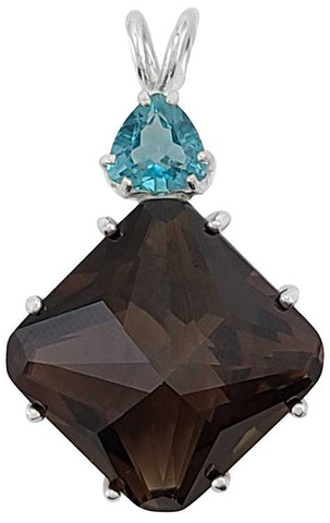 Smokey Quartz Regular Magician Stone™ With Trillion Cut Tibetan Blue Obsidian