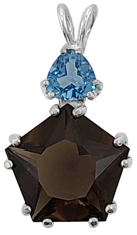 Smokey Quartz Star of Venus™ with Trillion Cut Tibetan Blue Obsidian