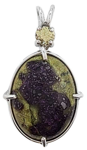 Stichtite in Serpentine with Round Cut Andradite Garnet Special 2