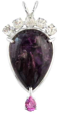 Sugilite with Phenacite & Pink Sapphire