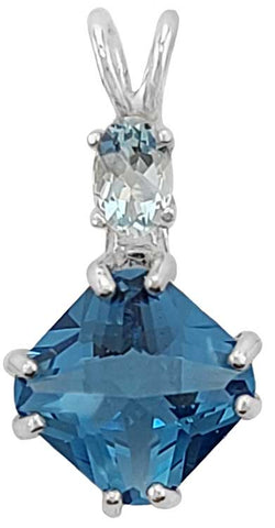 Tibetan Blue Obsidian Mini Magician Stone™ with Oval Cut Aquamarine