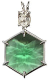 Tibetan Green Obsidian Flower of Life™ with Phenacite