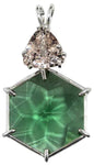 Tibetan Green Obsidian Flower of Life™ with Trillion Cut Morganite