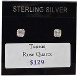 Taurus Rose Quartz Post Earrings