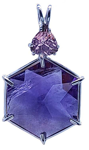 Amethyst Flower of Life™ with Trillion Cut Pink Tourmaline