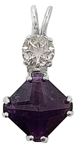 Amethyst Mini Magician Stone™ with Round Cut White Topaz