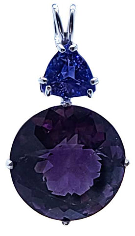 Amethyst Radiant Heart Crystal™ with Trillion Cut Tanzanite