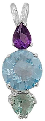 Blue Topaz Mini Radiant Heart™ with Amethyst & Colombian Obsidian