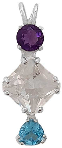 Clear Quartz Mini Magician Stone™ with Amethyst & Blue Topaz