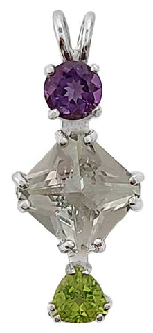 Prasiolite Mini Magician Stone™ with Amethyst & Peridot