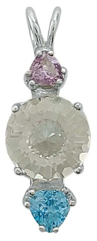 Prasiolite Mini Radiant Heart™ with Amethyst & Blue Topaz