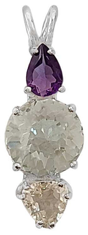 Prasiolite Mini Radiant Heart™ with Amethyst & Golden Labradorite