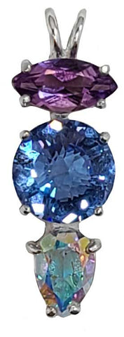 Siberian Blue Quartz Mini Radiant Heart™ with Amethyst & Mystic Topaz