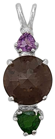 Smokey Quartz Mini Radiant Heart™ with Amethyst & Chrome Diopside