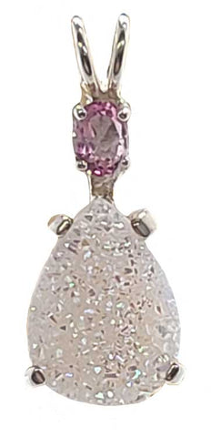 Drusy Angel Aura with Oval Cut Pink Tourmaline Special 2