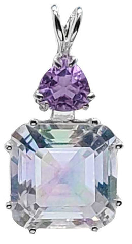 Angel Aura Earth Heart Crystal™ with Trillion Cut Ruby Lavender Quartz