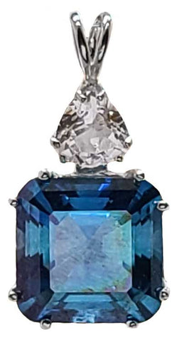 Aqua Aura Earth Heart Crystal™ with Trillion Cut Danburite