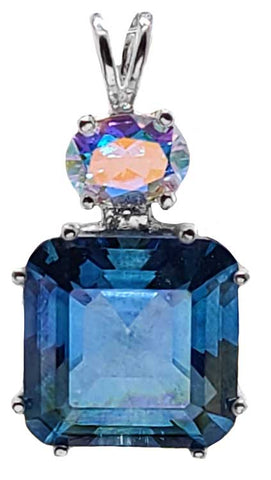 Aqua Aura Earth Heart Crystal™ with Oval Cut Mystic Topaz