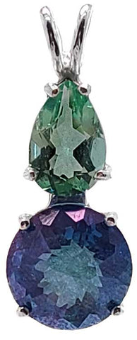 Aqua Aura Mini Radiant Heart™ with Pear Cut Tibetan Green Obsidian