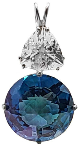 Aqua Aura Radiant Heart Crystal™ with Trillion Cut Phenacite