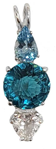 Tibetan Blue Obsidian Mini Radiant Heart™ with Aquamarine & White Topaz