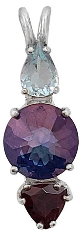 Tanzine Aura Mini Radiant Heart™ with Aquamarine & Rhodolite Garnet