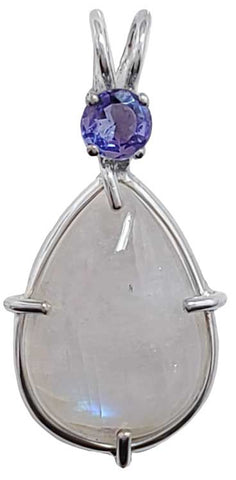 Blue Flash Moonstone with Round Cut Tanzanite Special 3