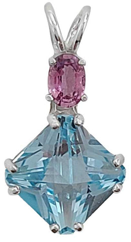 Blue Topaz Mini Magician Stone™ with Oval Cut Pink Sapphire
