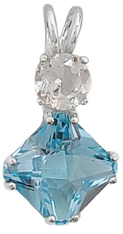 Blue Topaz Mini Magician Stone™ with Round Cut White Topaz
