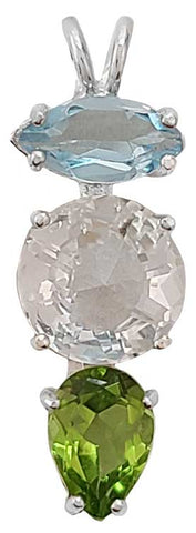 Clear Quartz Mini Radiant Heart™ with Blue Topaz & Peridot