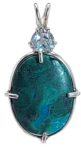 Chrysacolla With Trillion Cut Blue Topaz Special 2