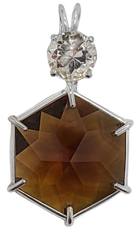 Citrine Flower of Life™ with Round Cut White Topaz