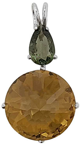 Citrine Radiant Heart Crystal™ with Pear Cut Moldavite