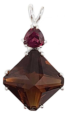 Citrine Small Magician Stone™ with Trillion Cut Rhodolite Garnet