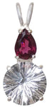 Clear Quartz Super Nova With Pear Cut Rhodolite Garnet Special 1