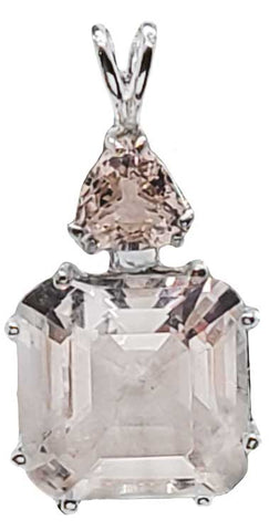 Clear Quartz Earth Heart Crystal™ with Trillion Cut Morganite