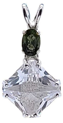Clear Quartz Mini Magician Stone™ with Oval Cut Moldavite