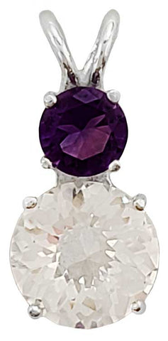 Clear Quartz  Mini Radiant Heart™ with Round Cut Amethyst