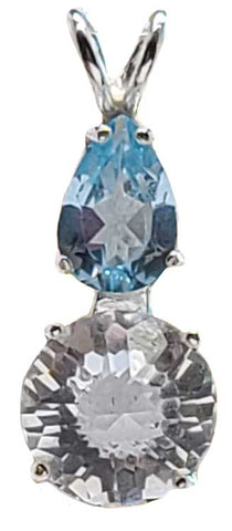 Clear Quartz Mini Radiant Heart™ with Pear Cut Blue Topaz